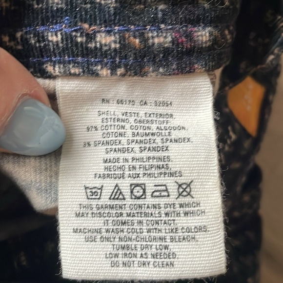 Pilcro and the Letterpress Serif fit Corduroy Print Pants Navy multi Womens 27 - Picture 5 of 13